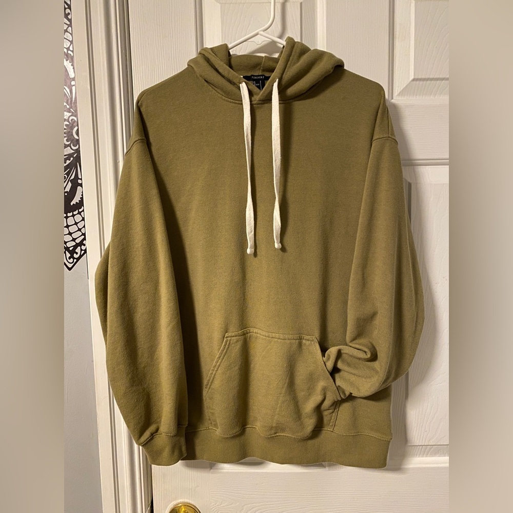 Oversized Olive Green Fleece Hoodie